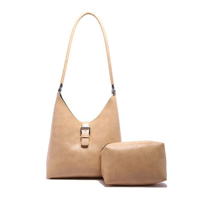 Set: Faux Leather Buckled Tote Bag + Pouch SpreePicky