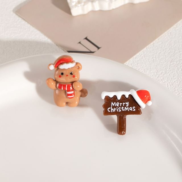 Christmas Cartoon Asymmetrical Resin Stud Earring SpreePicky