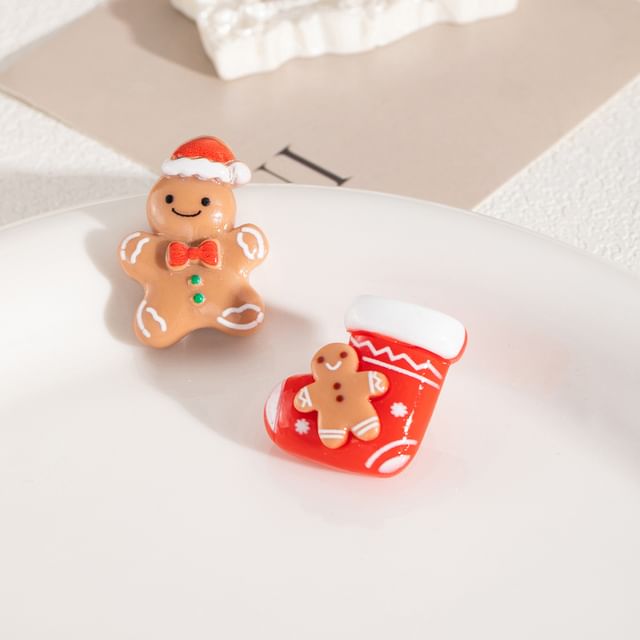 Christmas Cartoon Asymmetrical Resin Stud Earring SpreePicky