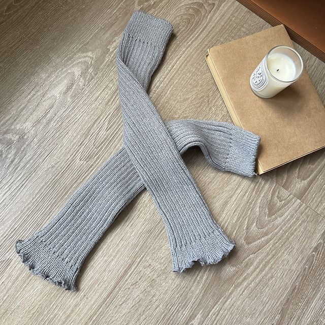 Plain Lettuce Edge Knit Leg Warmers SpreePicky