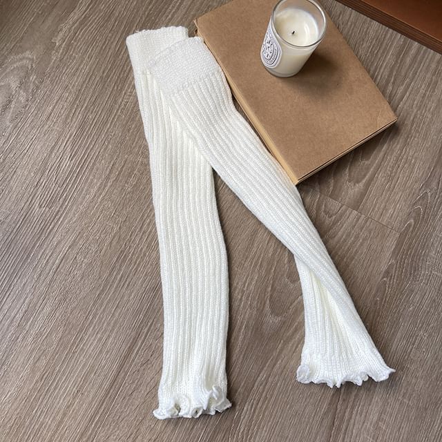 Plain Lettuce Edge Knit Leg Warmers SpreePicky