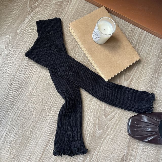 Plain Lettuce Edge Knit Leg Warmers SpreePicky