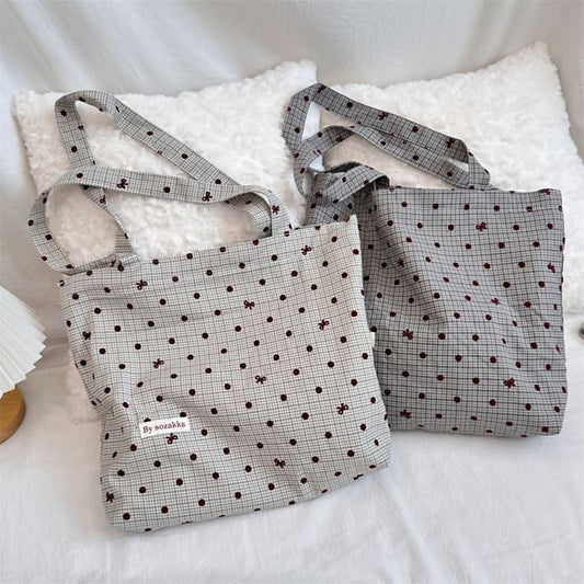 Dotted Plaid Tote Bag SpreePicky