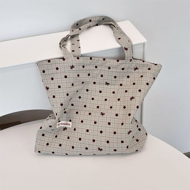 Dotted Plaid Tote Bag SpreePicky