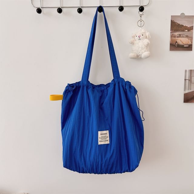 Plain Applique Drawstring Tote Bag SpreePicky