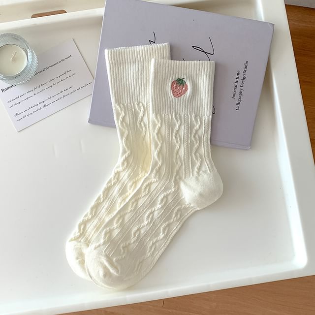 Embroidered Ribbed Socks SpreePicky