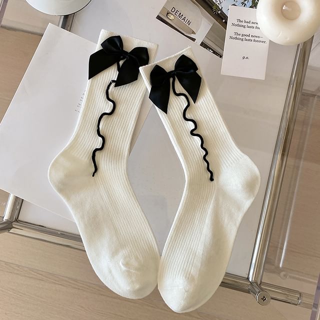 Bow Ribbed Socks SpreePicky