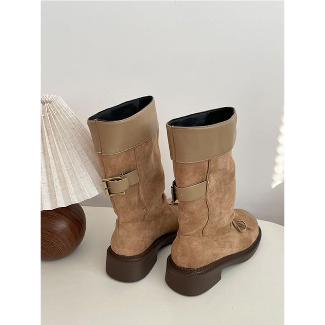 Cap Toe Bow Platform Chunky Heel Short Boots SpreePicky