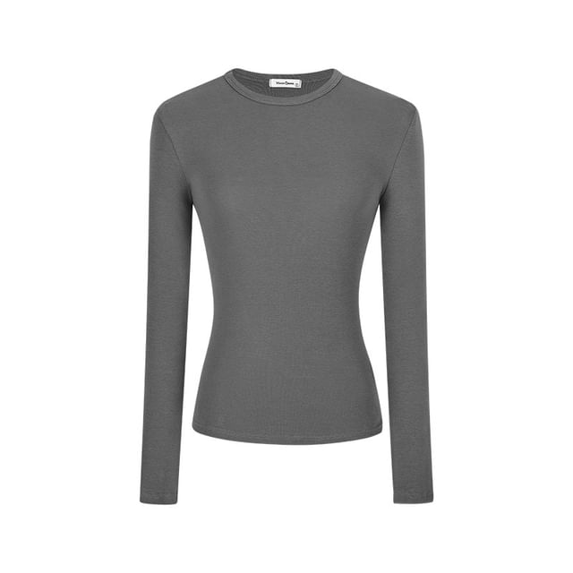 Long-Sleeve Round Neck Slim Fit Tee SpreePicky