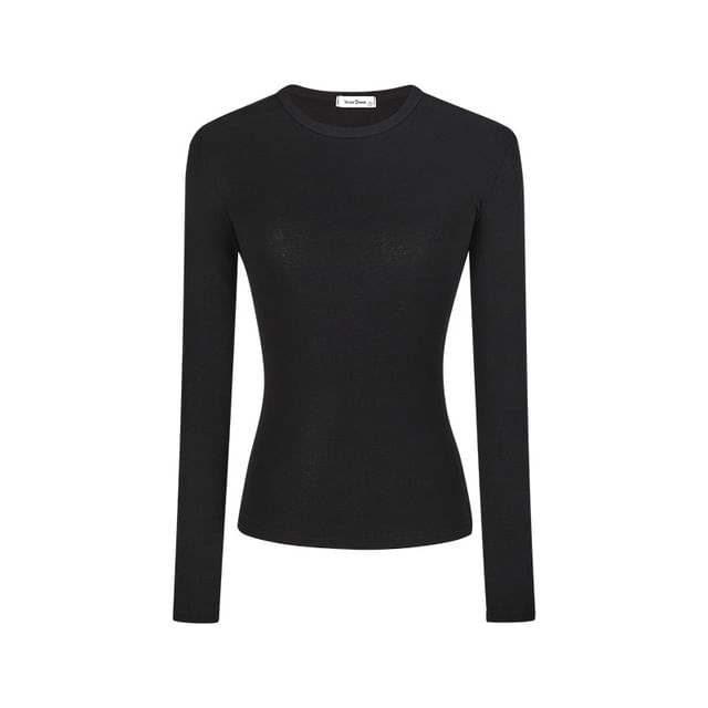 Long-Sleeve Round Neck Slim Fit Tee SpreePicky