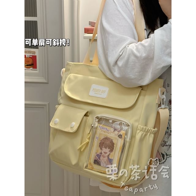 Plain Multi-Pocket Crossbody Tote Bag SpreePicky