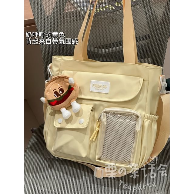 Plain Multi-Pocket Crossbody Tote Bag SpreePicky