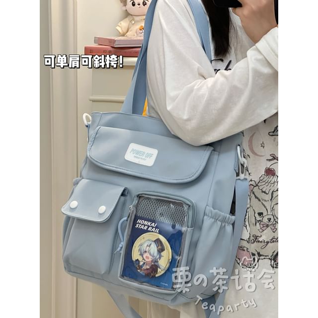 Plain Multi-Pocket Crossbody Tote Bag SpreePicky