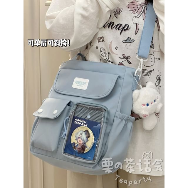 Plain Multi-Pocket Crossbody Tote Bag SpreePicky