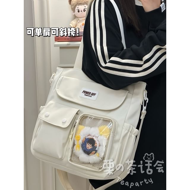 Plain Multi-Pocket Crossbody Tote Bag SpreePicky