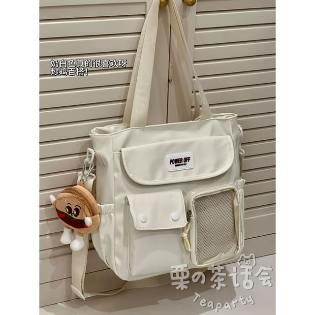 Plain Multi-Pocket Crossbody Tote Bag SpreePicky