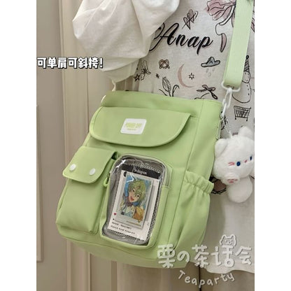 Plain Multi-Pocket Crossbody Tote Bag SpreePicky