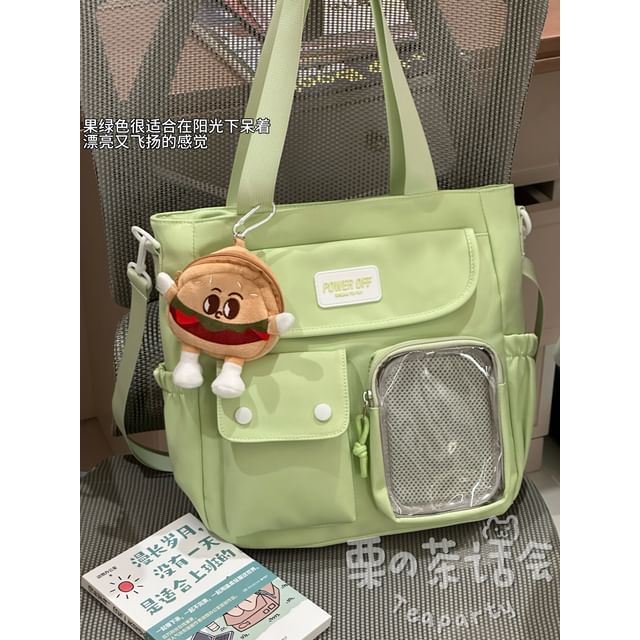 Plain Multi-Pocket Crossbody Tote Bag SpreePicky