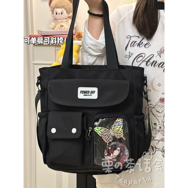 Plain Multi-Pocket Crossbody Tote Bag SpreePicky