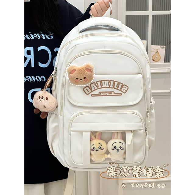 Lettering Print Transparent Panel Crossbody Tote Bag / Backpack SpreePicky