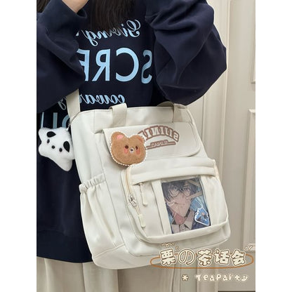 Lettering Print Transparent Panel Crossbody Tote Bag SpreePicky