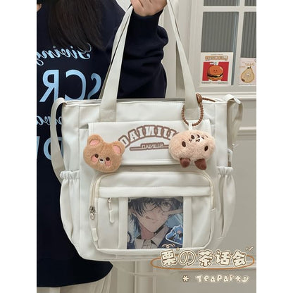 Lettering Print Transparent Panel Crossbody Tote Bag SpreePicky