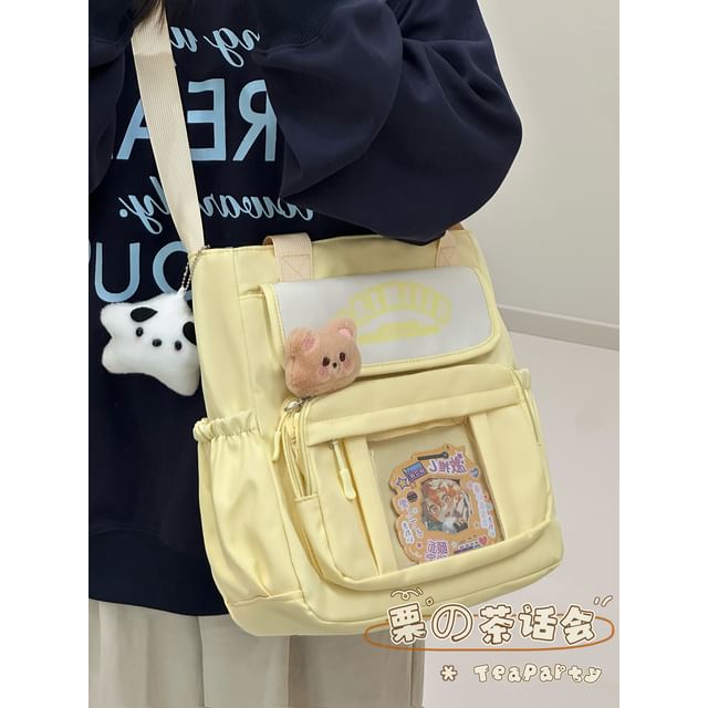 Lettering Print Transparent Panel Crossbody Tote Bag SpreePicky