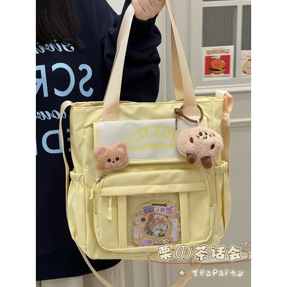 Lettering Print Transparent Panel Crossbody Tote Bag SpreePicky