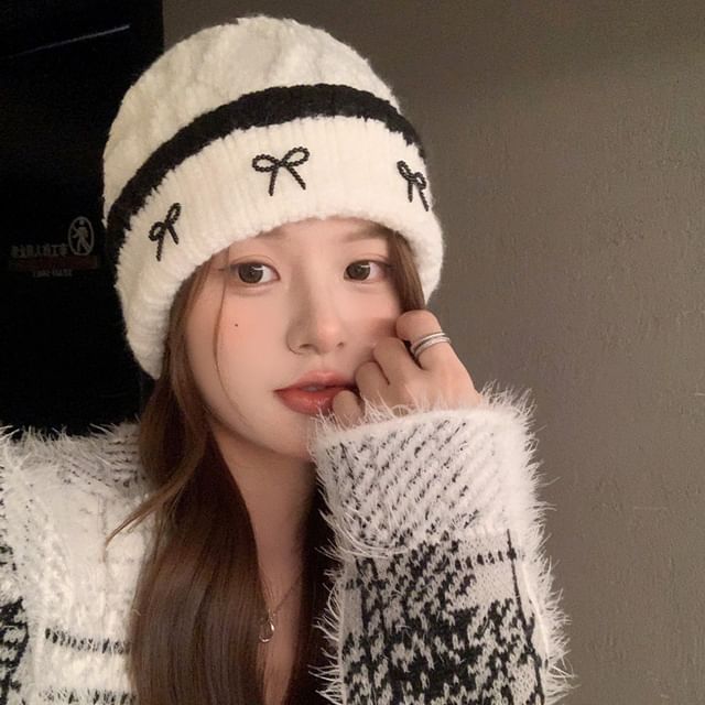 Bow Knit Beanie SpreePicky