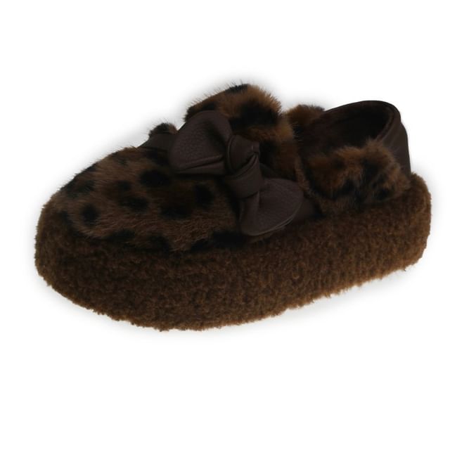 Bow Fleece Platform Slip-Ons SpreePicky