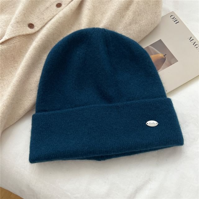 Metal Plate Knit Beanie SpreePicky