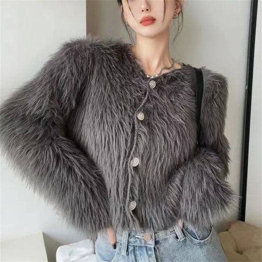 Soft Furry-Knit Cardigan SpreePicky