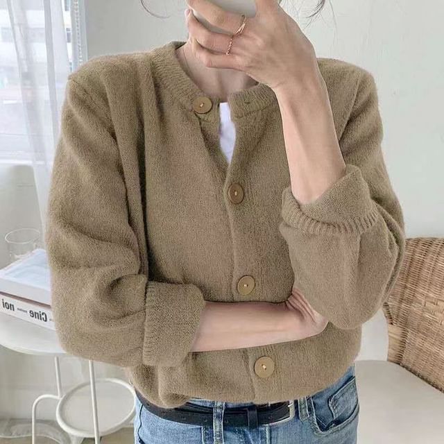 Oversized Crew-Neck Cardigan in 5 Colors SpreePicky