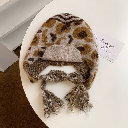 Patterned Earflap Beanie SpreePicky