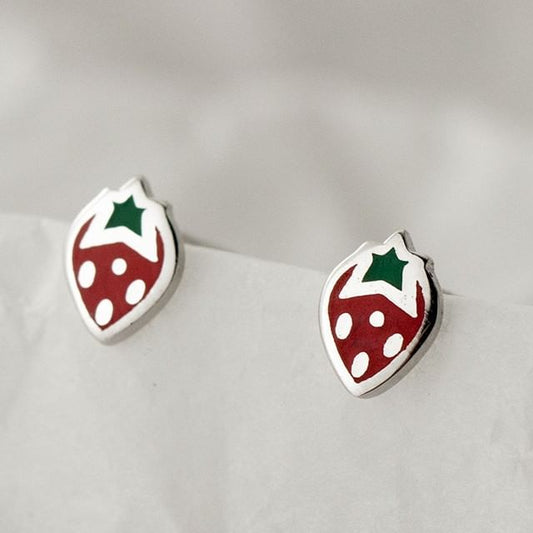 S925 Sterling Silver Strawberry Stud Earring SpreePicky