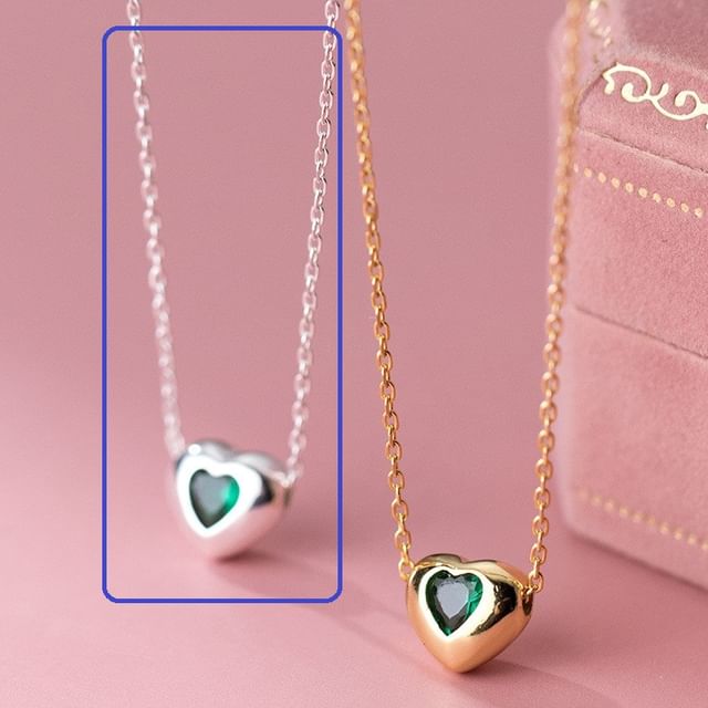 S925 Sterling Silver Heart Rhinestone Pendant Necklace SpreePicky