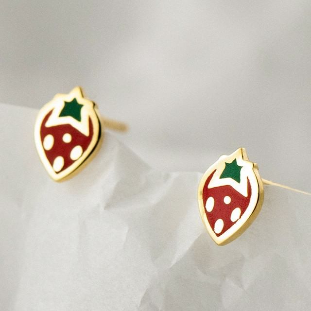 S925 Sterling Silver Strawberry Stud Earring SpreePicky