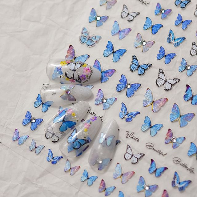 Blue Butterfly Nail Art Stickers SpreePicky