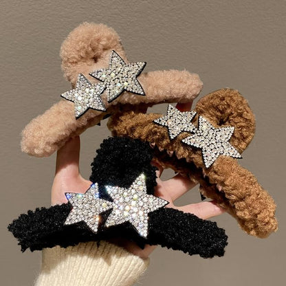 Star Rhinestone Furry Hair Claw SpreePicky