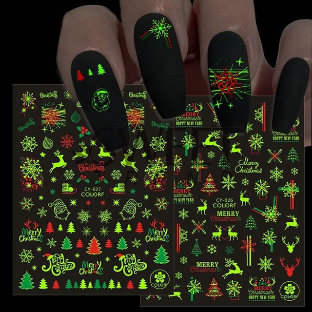 Christmas Fluorescent Nail Art Stickers SpreePicky