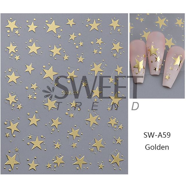 Star Metallic Nail Art Stickers SpreePicky