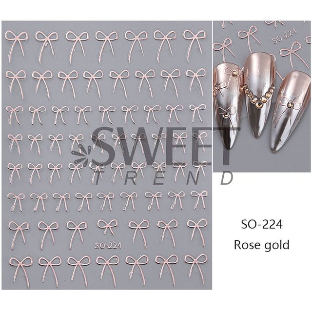 Bow Metallic Nail Art Stickers (Various Designs) SpreePicky