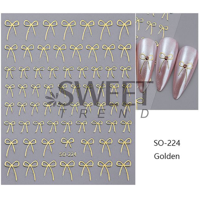 Bow Metallic Nail Art Stickers (Various Designs) SpreePicky