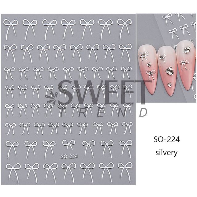 Bow Metallic Nail Art Stickers (Various Designs) SpreePicky