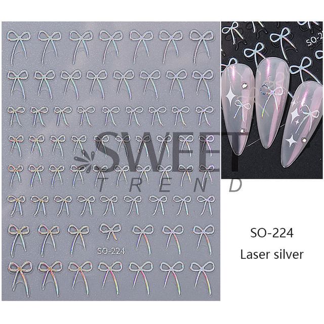 Bow Metallic Nail Art Stickers (Various Designs) SpreePicky