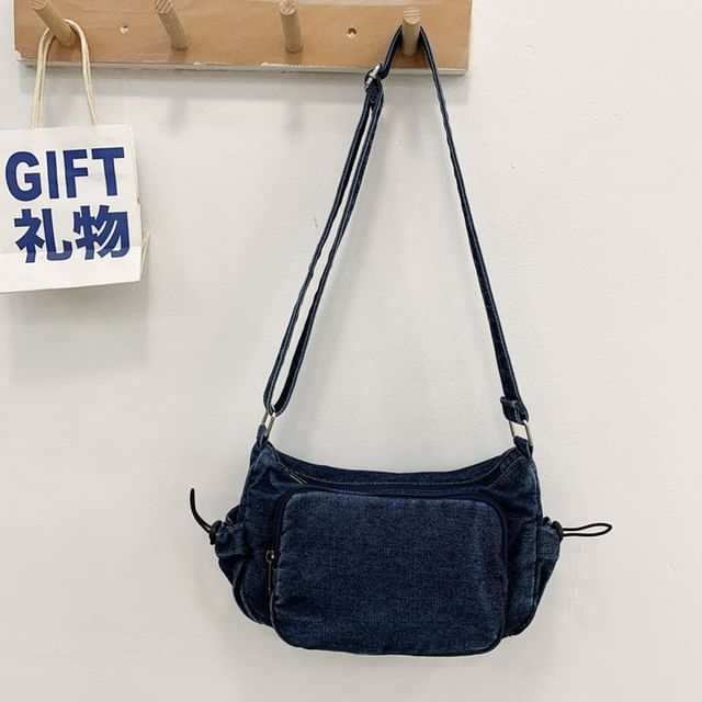 Multi-Pocket Drawstring Denim Crossbody Bag SpreePicky