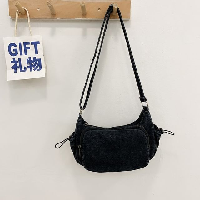 Multi-Pocket Drawstring Denim Crossbody Bag SpreePicky