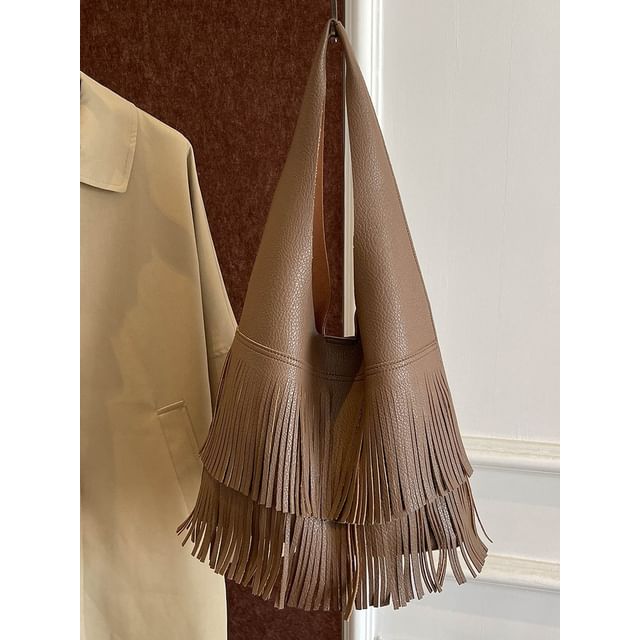 Tassel Faux Leather Tote Bag SpreePicky