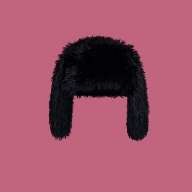 Rabbit Ear Plain Fluffy Hat SpreePicky