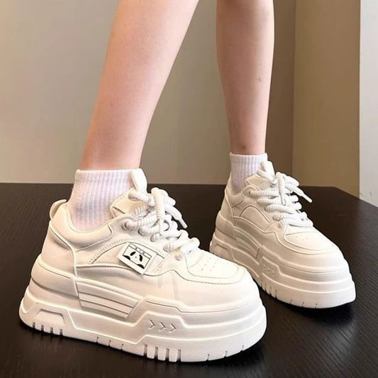 Faux Leather Platform Sneakers SpreePicky